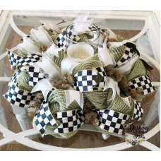 MACKENZIE-CHILDS Courtly Check RIBBON Burlap Deco Mesh CENTERPIECE or Wreath   173392567346